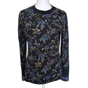Sundance Women’s Size L Black Floral Thermal Long Sleeve Pullover Top Stretch